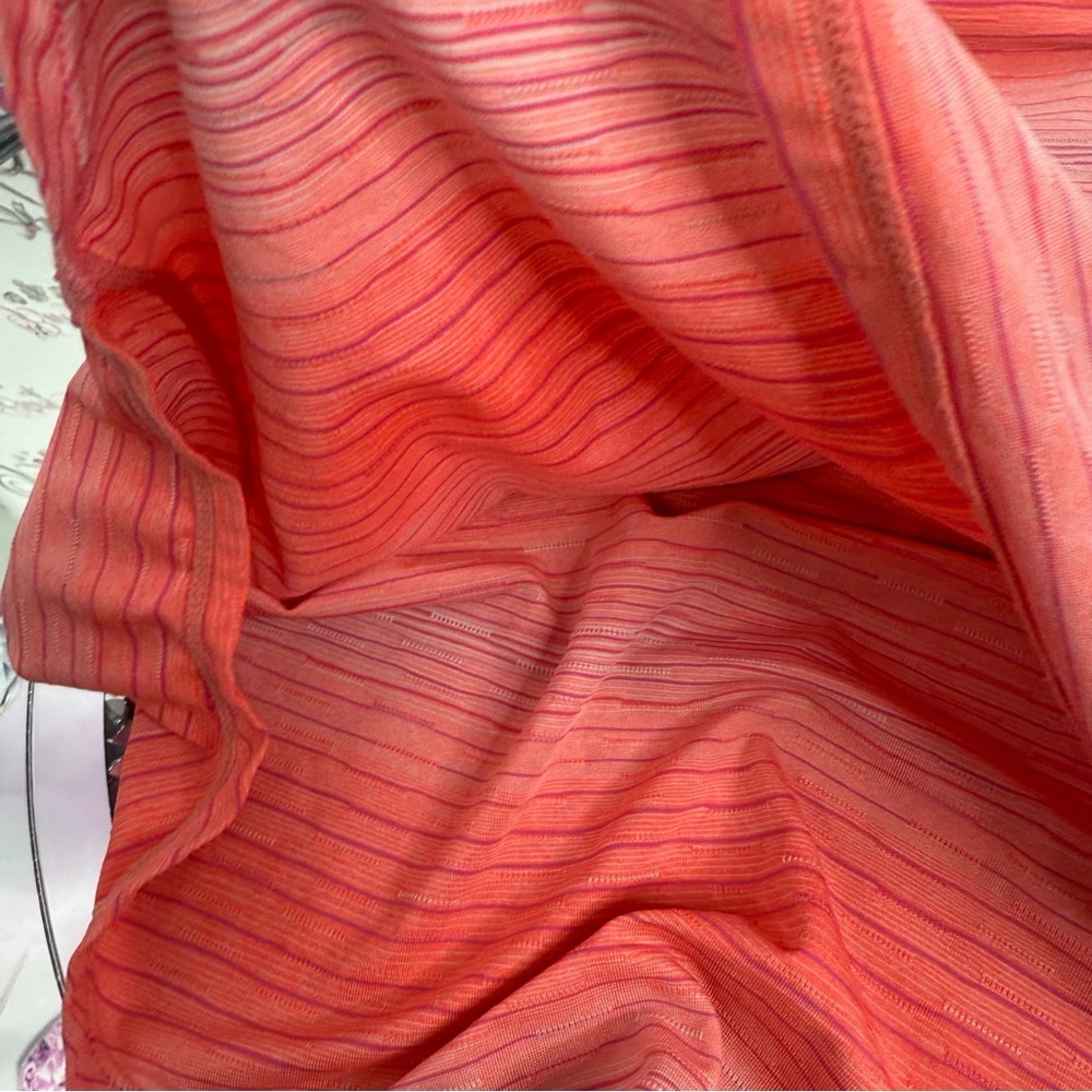 Tank top neon orange striped stretchy shirt bright Workout Pink Striped Top - Picture 6 of 10